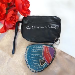 Set Lot Bundle Of 2 Small Coin Makeup Purses